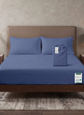 Premium Cotton Fitted Bedsheet 500TC High Quality 160x200cm Blue Grey