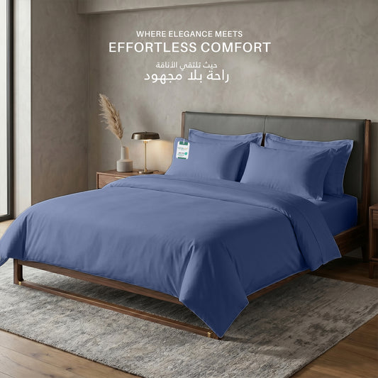 Egyptian Cotton 6 Piece Duvet Cover Set 220x240cm Blue Grey