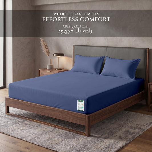 Premium Cotton Fitted Bedsheet 500TC High Quality 160x200cm Blue Grey