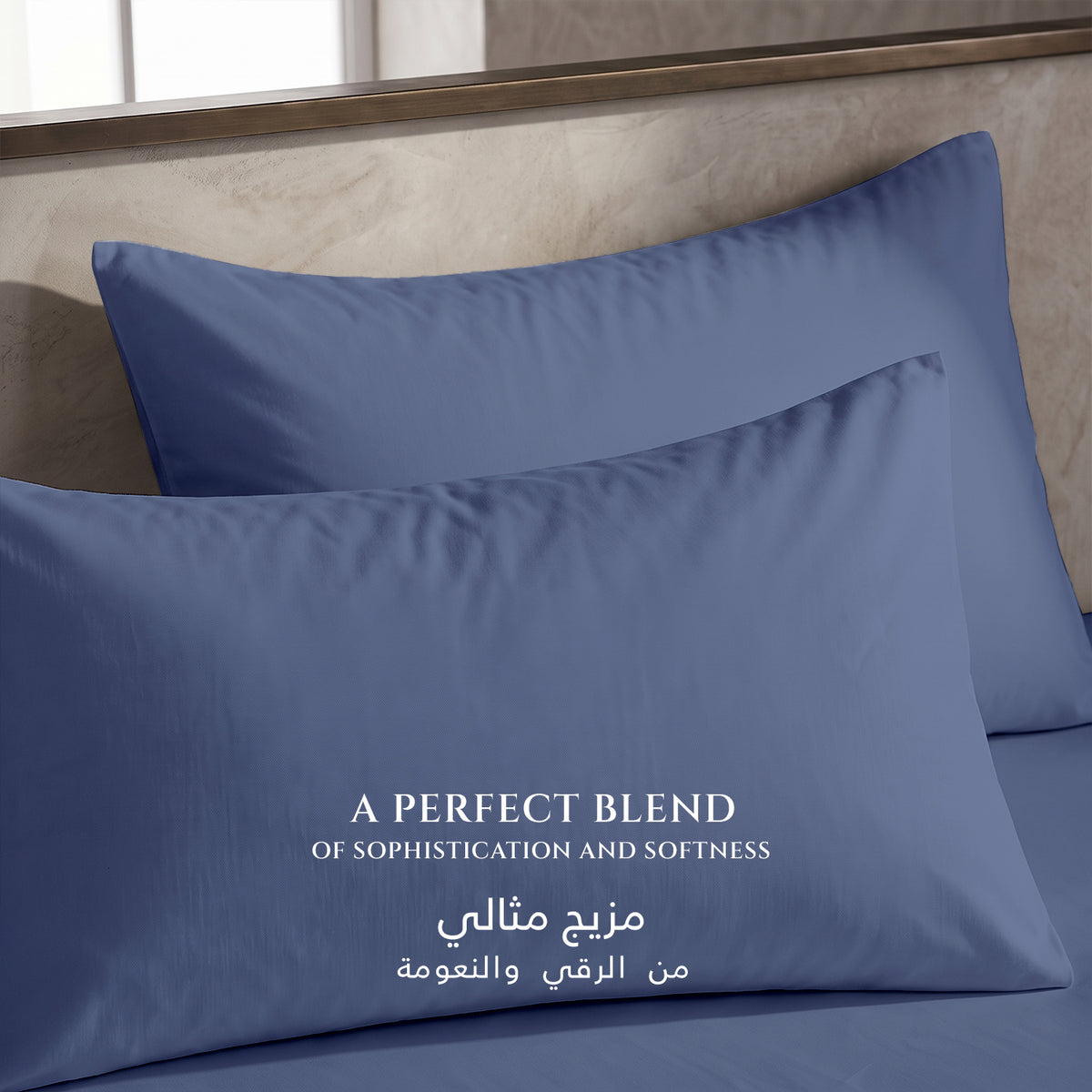 Premium Cotton Fitted Bedsheet 500TC High Quality 160x200cm Blue Grey