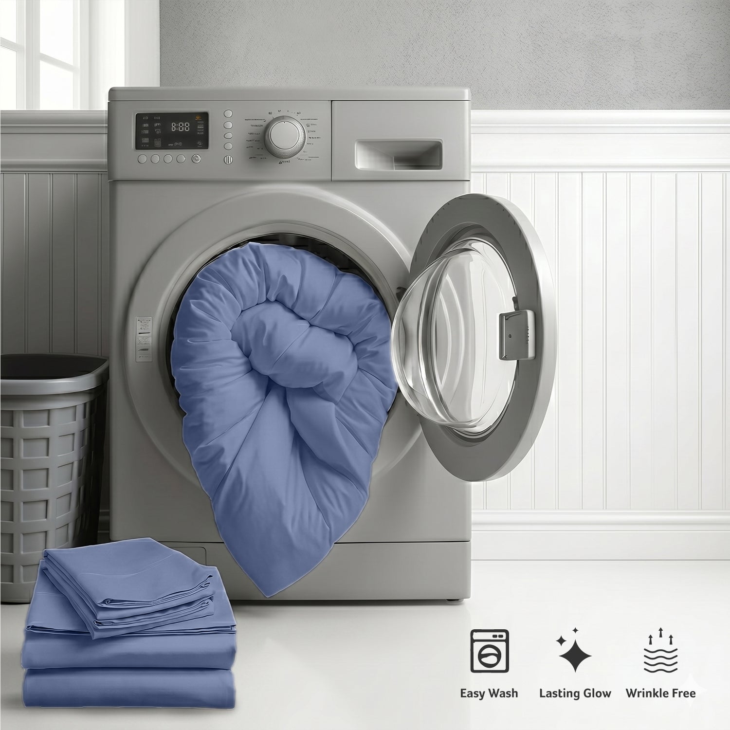 Egyptian Cotton 6 Piece Duvet Cover Set 220x240cm Blue Grey