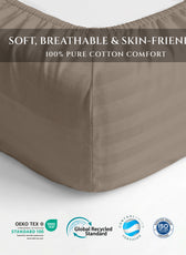 Premium Cotton Fitted Bedsheet 500TC Stripe High Quality 160x200cm Champagne
