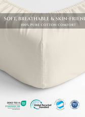Premium Cotton Fitted Bedsheet 500TC High Quality 120x200cm Cream Canoli