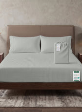 Premium Cotton Fitted Bedsheet 500TC Stripe High Quality 200x200cm Foggy Stone