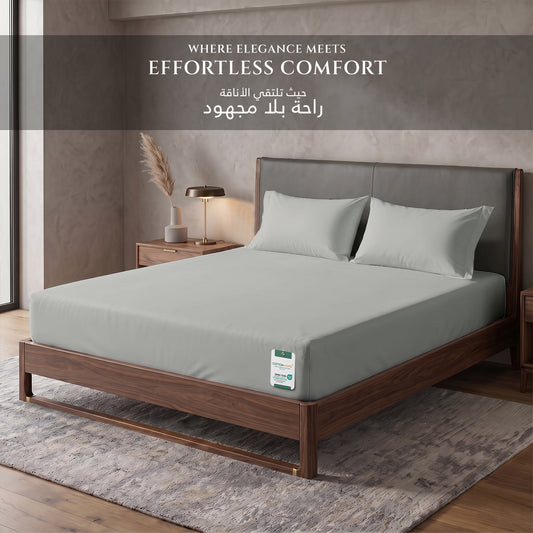 Premium Cotton Fitted Bedsheet 500TC High Quality 160x200cm Foggy Stone