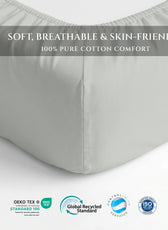 Premium Cotton Fitted Bedsheet 500TC High Quality 160x200cm Foggy Stone