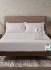 Premium Cotton Fitted Bedsheet 500TC Stripe High Quality 120x200cm Light Grey