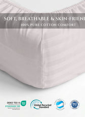 Premium Cotton Fitted Bedsheet 500TC Stripe High Quality 120x200cm Light Grey