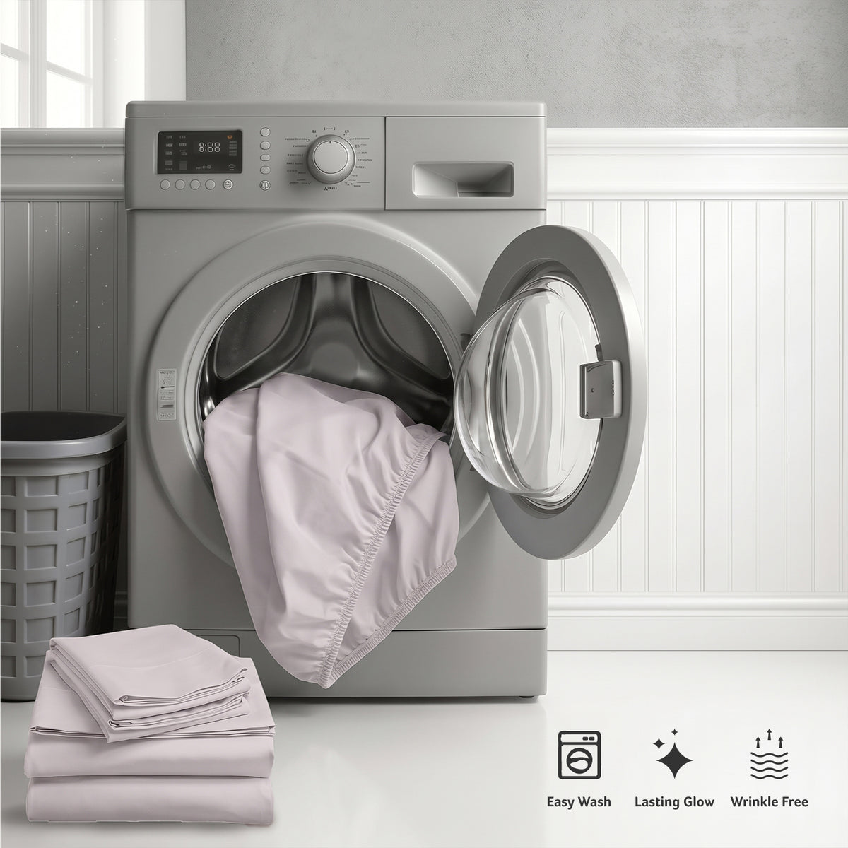 Premium Cotton Fitted Bedsheet 500TC High Quality 200x200cm Light Grey