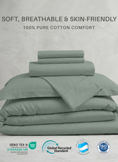 Egyptian Cotton 6 Piece Duvet Cover Set 220x240cm Seige Green