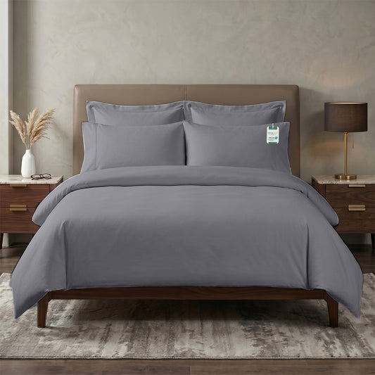 Egyptian Cotton 6 Piece Duvet Cover Set 220x240cm Silver