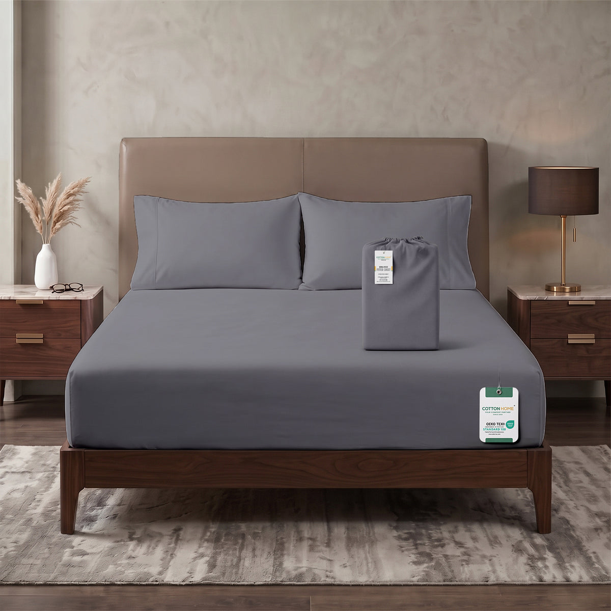Premium Cotton Fitted Bedsheet 500TC High Quality 120x200cm Silver