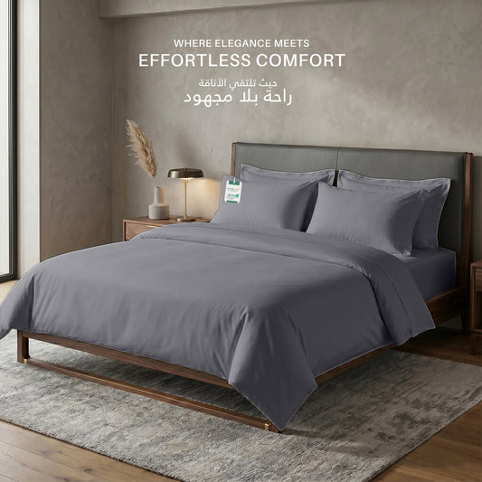 Egyptian Cotton 6 Piece Duvet Cover Set 220x240cm Silver