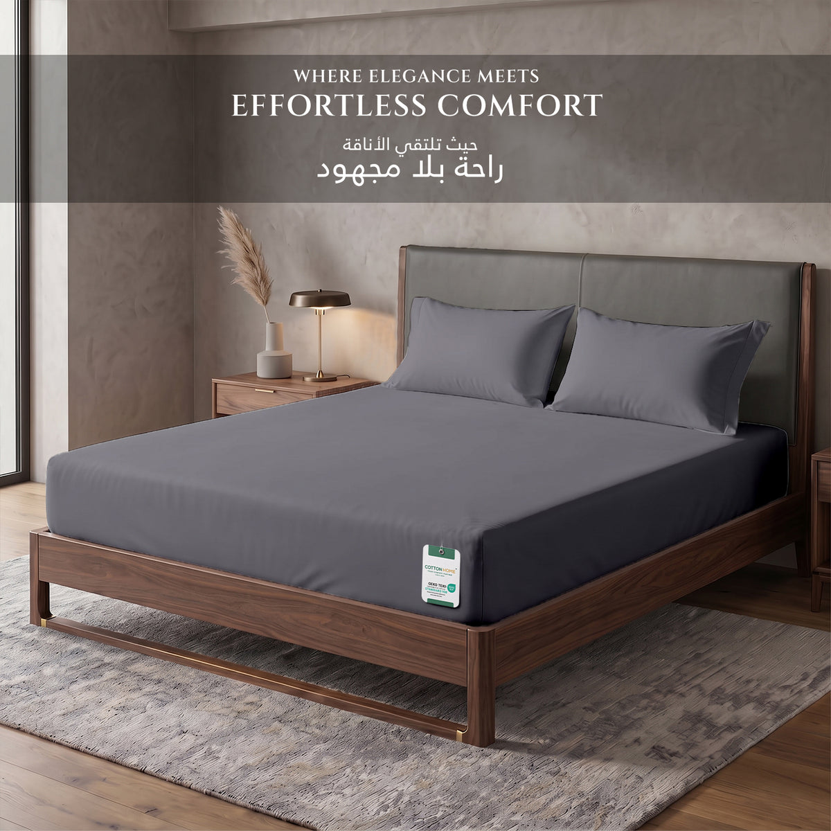 Premium Cotton Fitted Bedsheet 500TC High Quality 120x200cm Silver