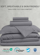 Egyptian Cotton 6 Piece Duvet Cover Set 220x240cm Silver
