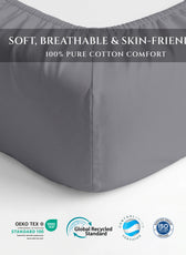 Premium Cotton Fitted Bedsheet 500TC High Quality 120x200cm Silver