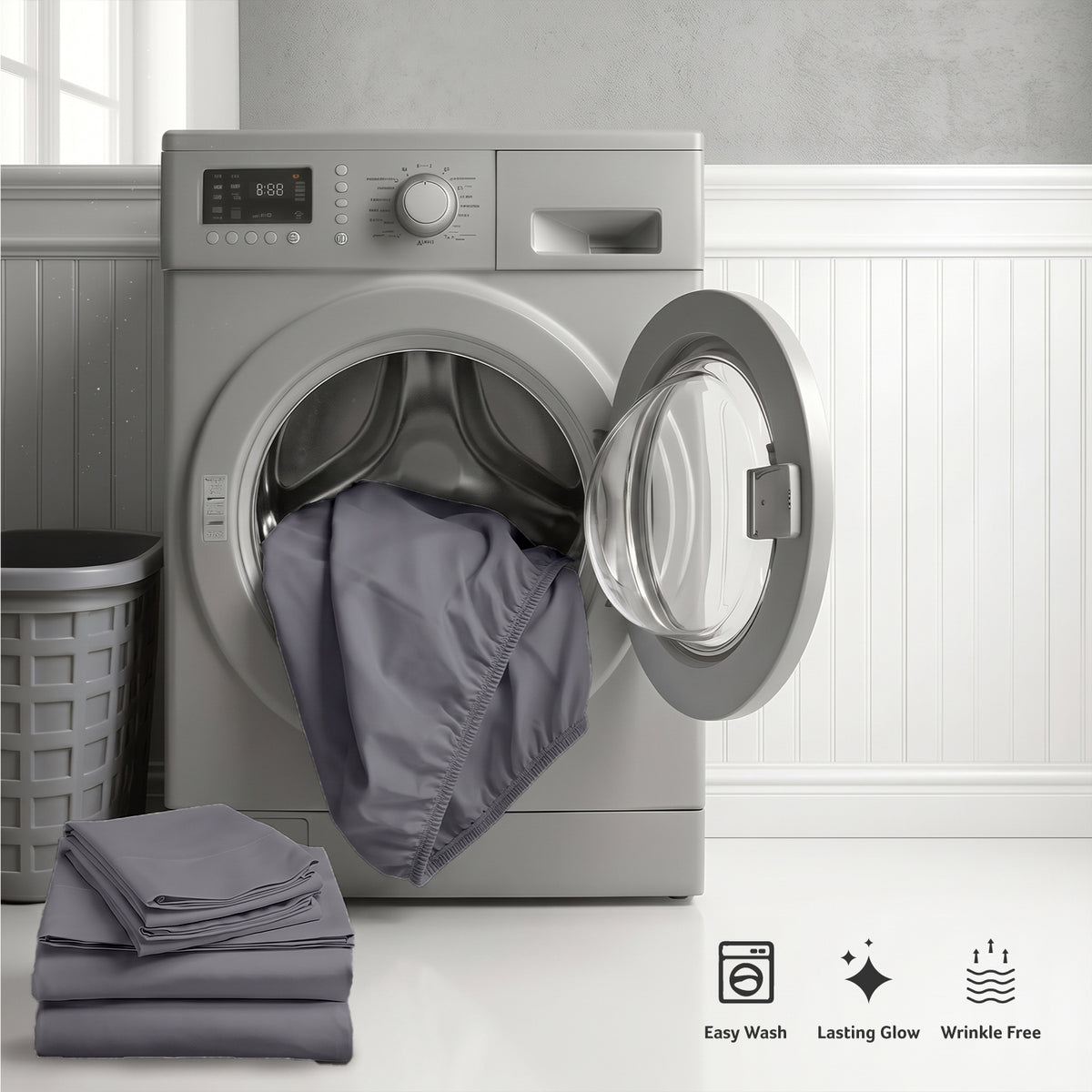 Premium Cotton Fitted Bedsheet 500TC High Quality 120x200cm Silver