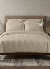 Egyptian Cotton 6 Piece Stripe Duvet Cover Set 220x240cm Beige