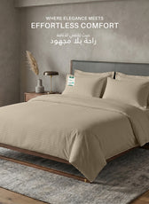 Egyptian Cotton 6 Piece Stripe Duvet Cover Set 220x240cm Beige