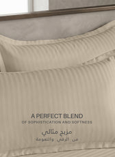 Egyptian Cotton 6 Piece Stripe Duvet Cover Set 220x240cm Beige
