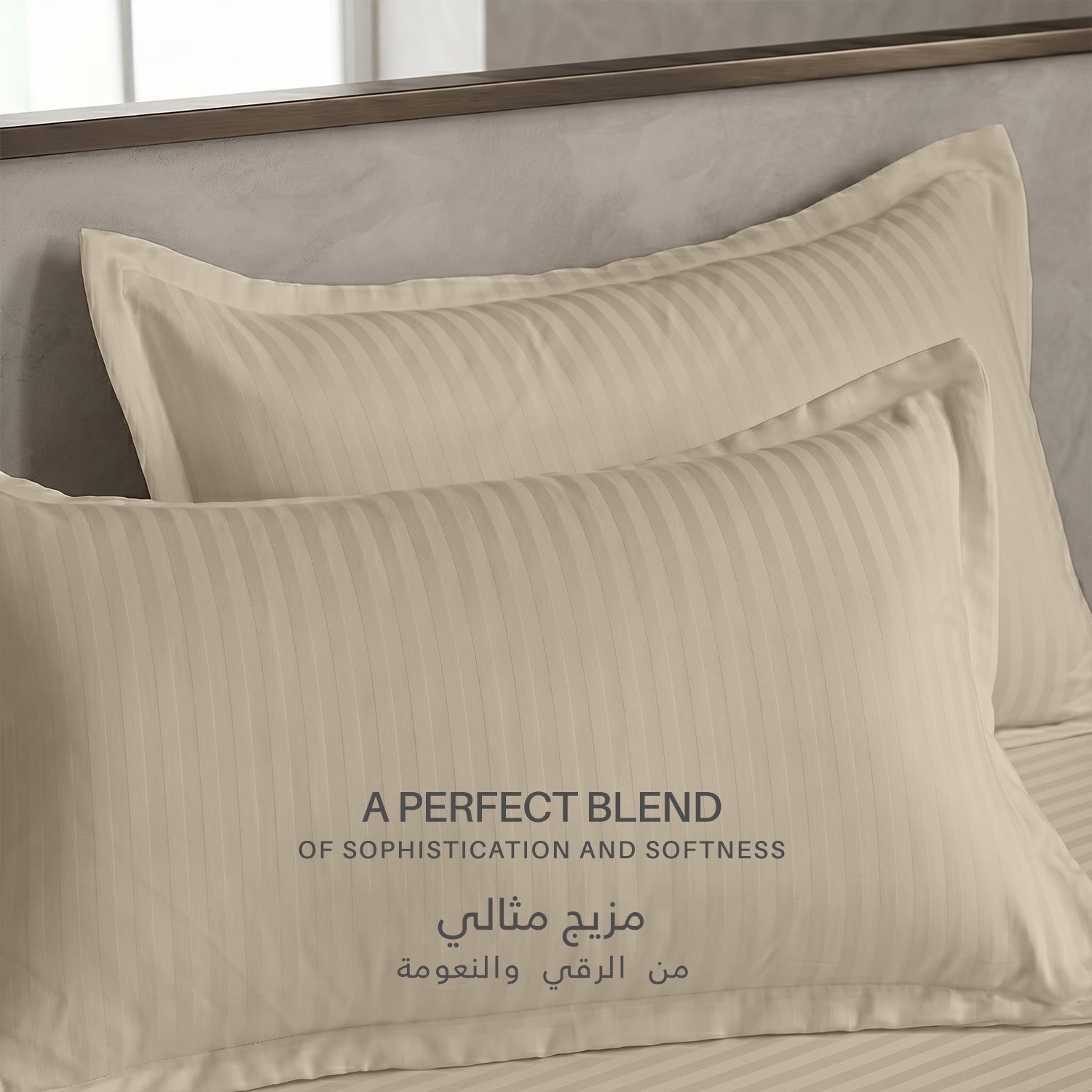 Egyptian Cotton 6 Piece Stripe Duvet Cover Set 220x240cm Beige