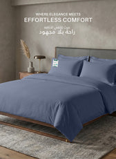 Egyptian Cotton 6 Piece Stripe Duvet Cover Set 220x240cm Blue Grey