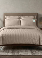 Egyptian Cotton 6 Piece Stripe Duvet Cover Set 220x240cm Champagne