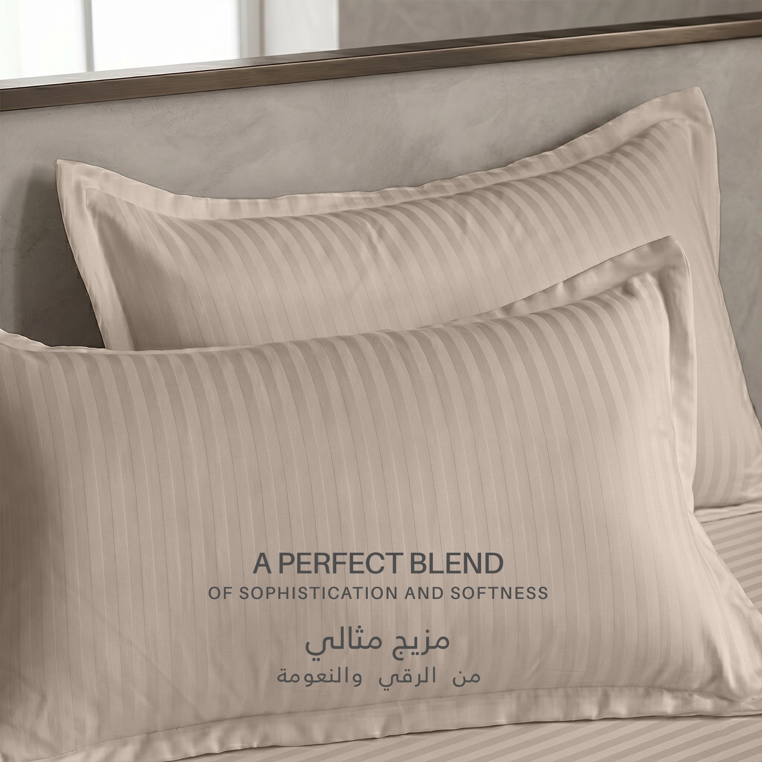 Egyptian Cotton 6 Piece Stripe Duvet Cover Set 220x240cm Champagne