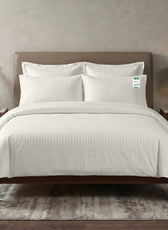 Egyptian Cotton 6 Piece Stripe Duvet Cover Set 220x240cm Cream
