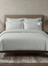 Egyptian Cotton 6 Piece Stripe Duvet Cover Set 220x240cm Foggy Stone