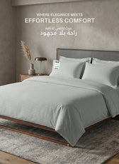 Egyptian Cotton 6 Piece Stripe Duvet Cover Set 220x240cm Foggy Stone
