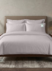 Egyptian Cotton 6 Piece Stripe Duvet Cover Set 220x240cm Light Grey