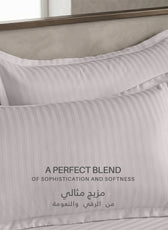 Egyptian Cotton 6 Piece Stripe Duvet Cover Set 220x240cm Light Grey
