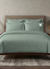 Egyptian Cotton 6 Piece Stripe Duvet Cover Set 220x240cm Seige Green