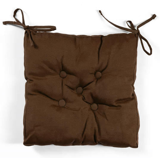 Premium Brown Chair Pads with Ties suitable for Dining Room For Indoor Outdoor Garden Patio Kitchen Office Chairs - Cotton Home