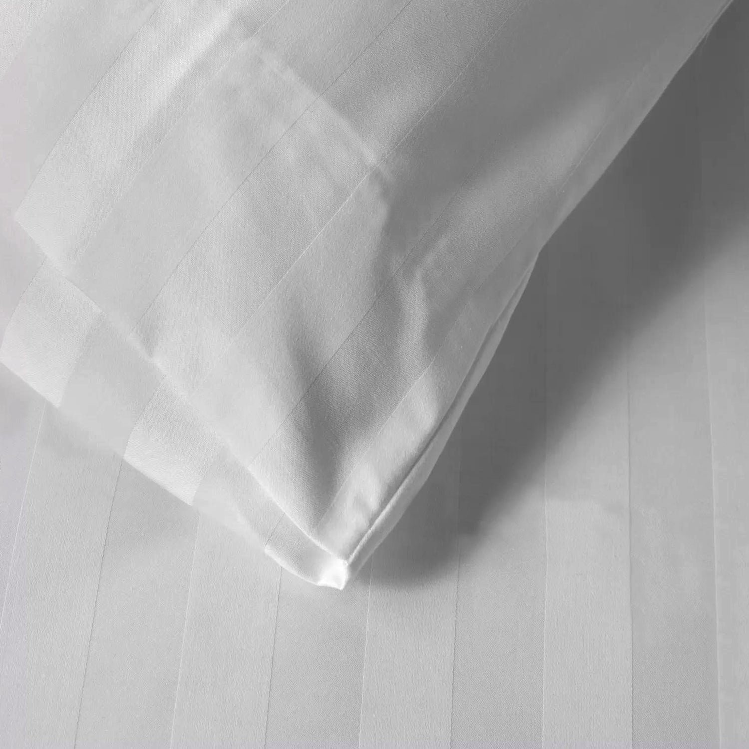 Premium High Quality Cotton 250TC Queen Stripe 6 Piece Duvet Cover Set 220x240cm White - Cotton Home