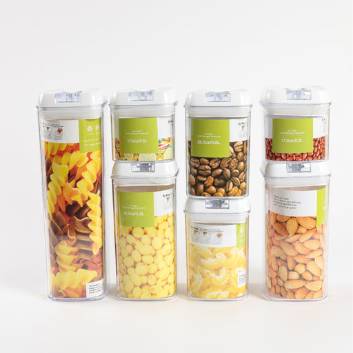 Glass Storage Jar Set of 7 Stackable Airtight Kitchen - Cotton Home