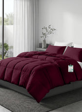 3PC Comforter Set Solid Dyed Microfiber Bordo 160×220cm