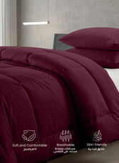 3PC Comforter Set Solid Dyed Microfiber Bordo 220×240cm