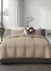 3PC Comforter Set Solid Dyed Microfiber Dark Beige 160×220cm