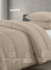 3PC Comforter Set Solid Dyed Microfiber Dark Beige 160×220cm