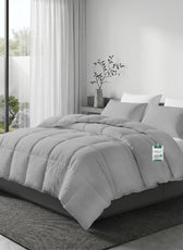 3PC Comforter Set Solid Dyed Microfiber Light Grey 220×240cm