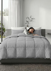 3PC Comforter Set Solid Dyed Microfiber Light Grey 220×240cm
