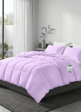 3PC Comforter Set Solid Dyed Microfiber Light Purple 160×220cm