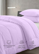 3PC Comforter Set Solid Dyed Microfiber Light Purple 220×240cm