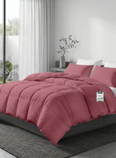 3PC Comforter Set Solid Dyed Microfiber Mauve 160×220cm