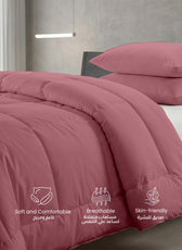 3PC Comforter Set Solid Dyed Microfiber Mauve 160×220cm