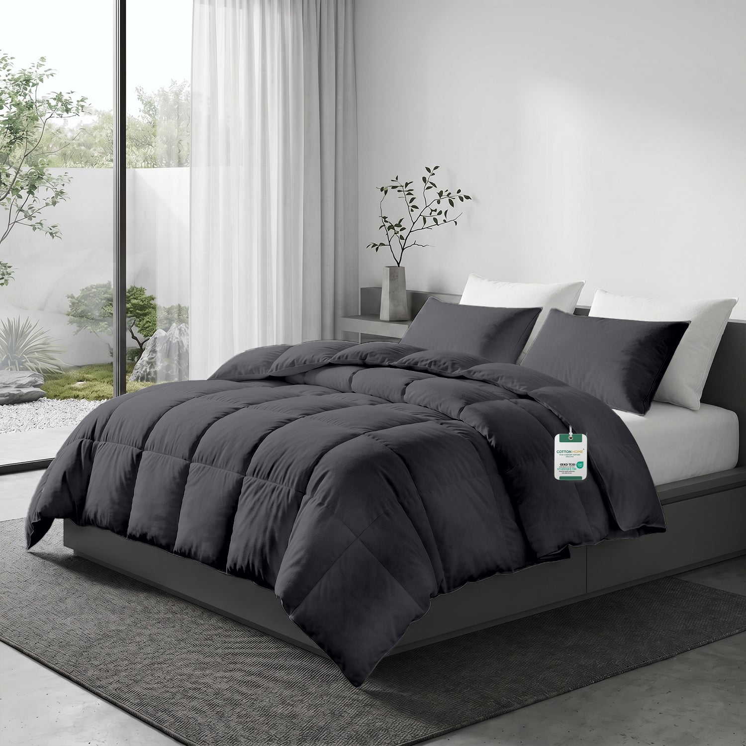 3PC Comforter Set Solid Dyed Microfiber Silver 160×220cm