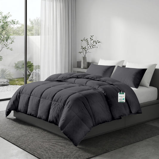 3PC Comforter Set Solid Dyed Microfiber Silver 160×220cm
