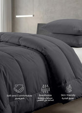 3PC Comforter Set Solid Dyed Microfiber Silver 160×220cm